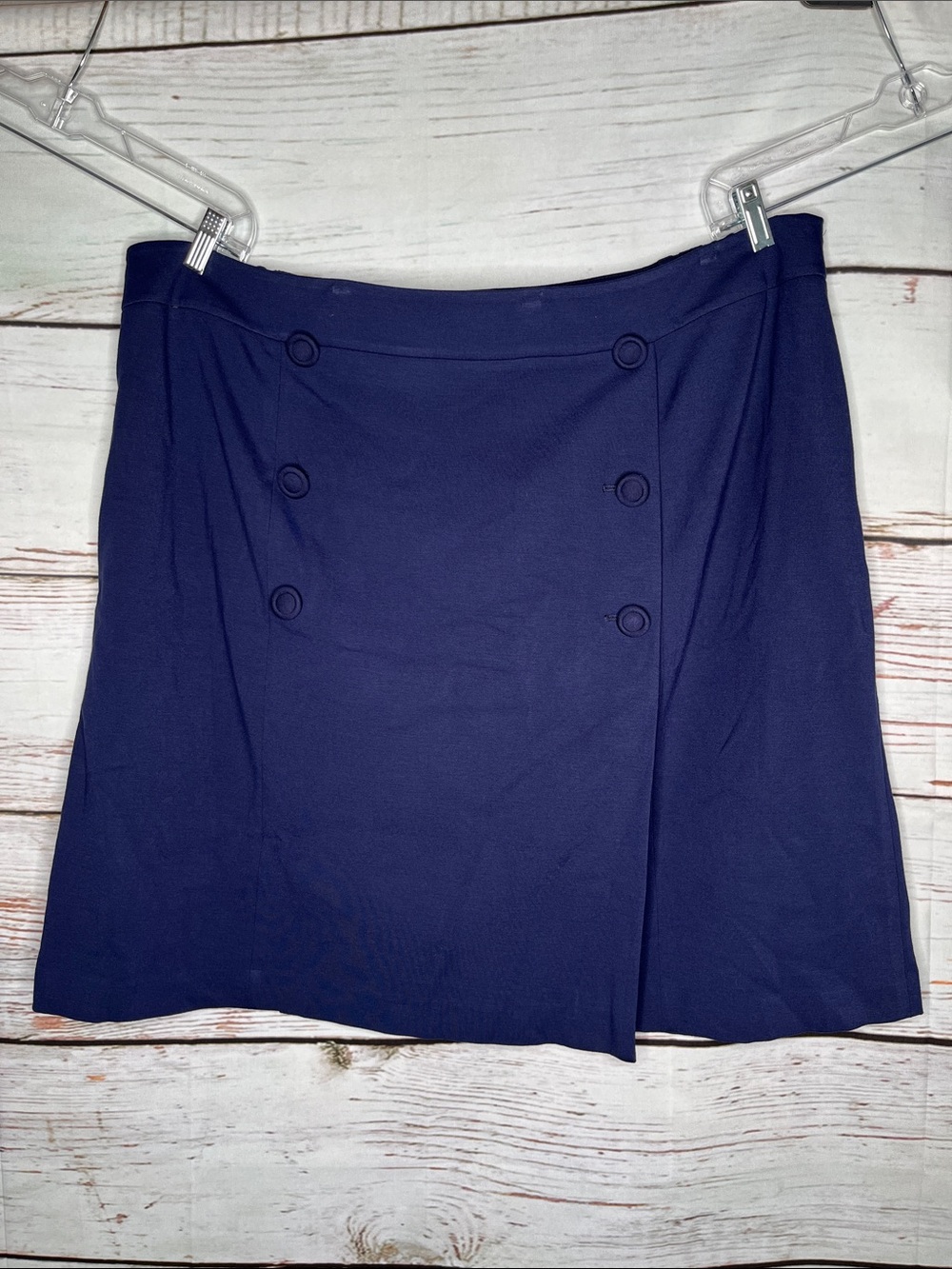 Talbots Woman NWT Size 24W Navy Blue Double Button Rayon Knit A-Line Skirt